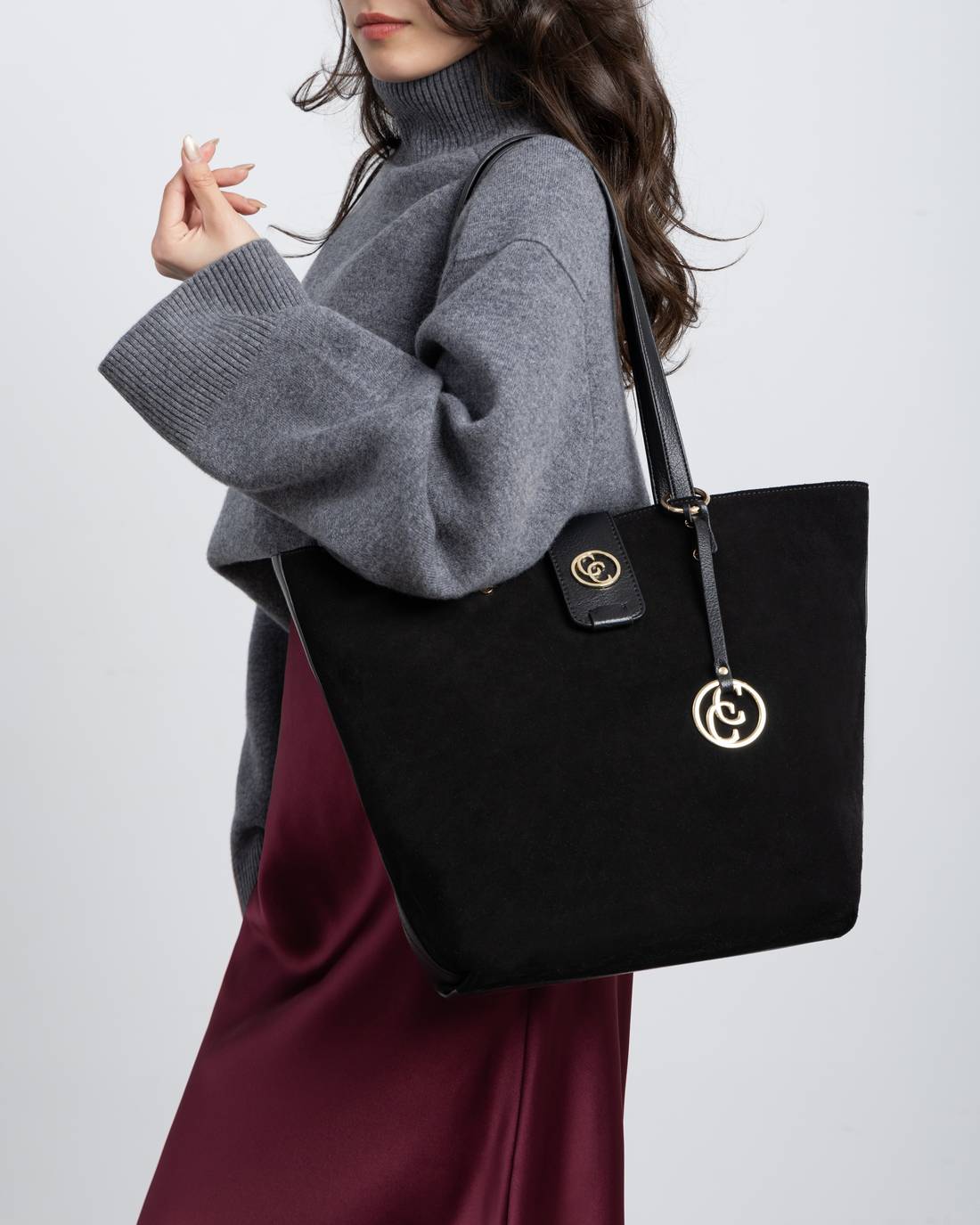 Carmela 18616202 shopper cuir noir 46 cm