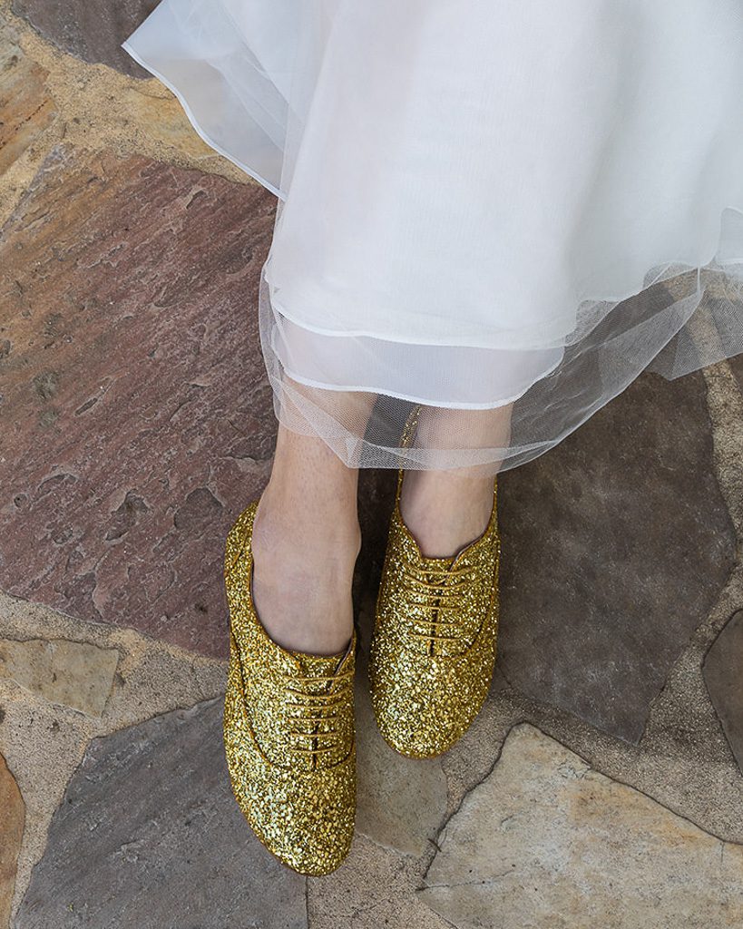 Dessine Moi Un Soulier richelieu glitter or plat