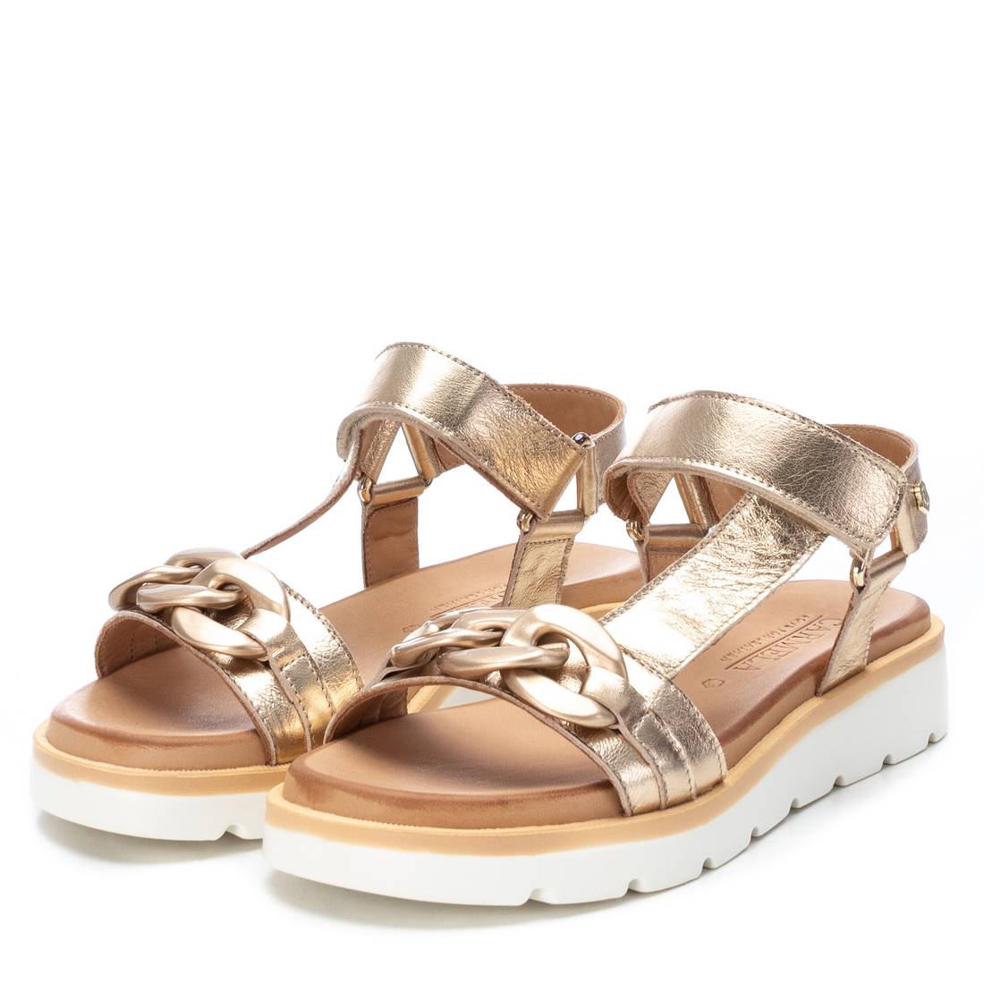 Carmela 16073905 sandale femme cuir doré scratch