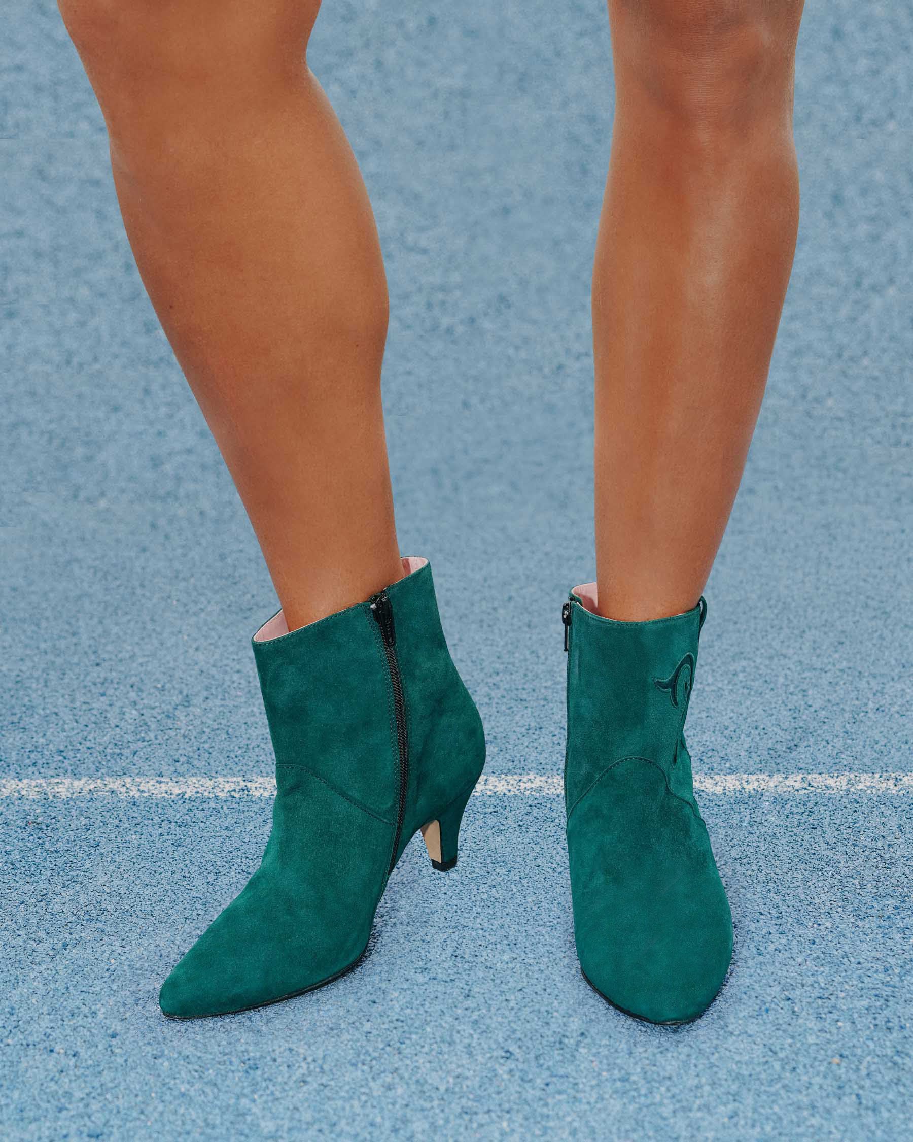 Coralie Masson Darla bottines cuir vert talon 5 cm