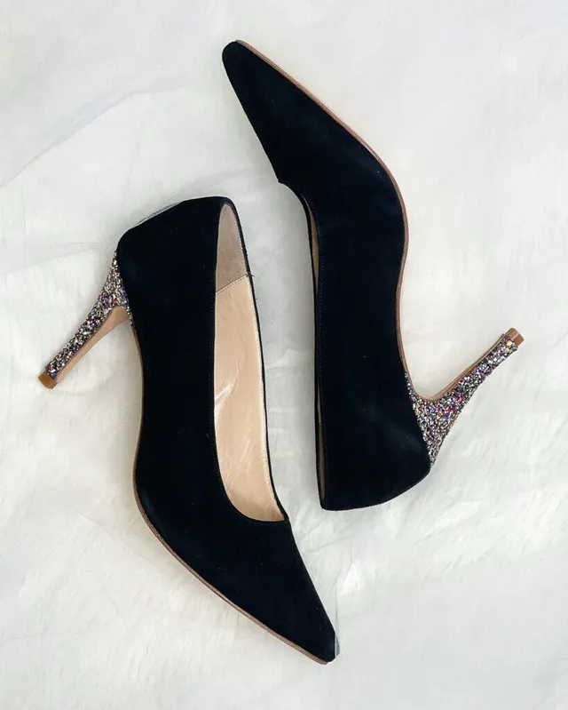 Dessine Moi Un Soulier escarpin pointu velours noir glitter