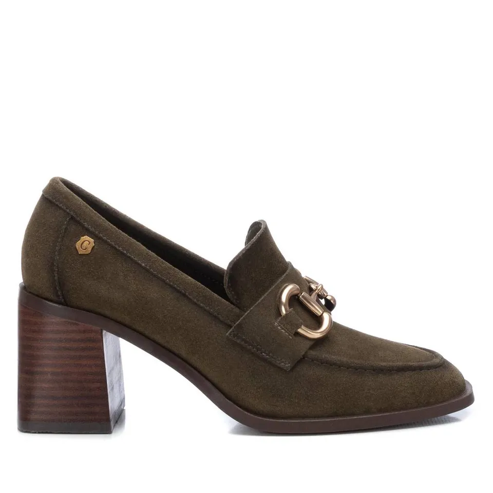 Carmela 16113802 mocassin vert daim talon 7 cm