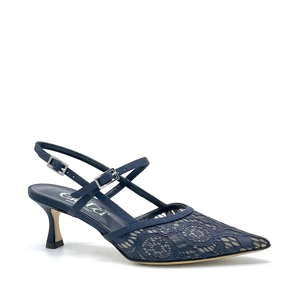 Elata 16141 slingback dentelle bleue satin talon 5,5 cm 37