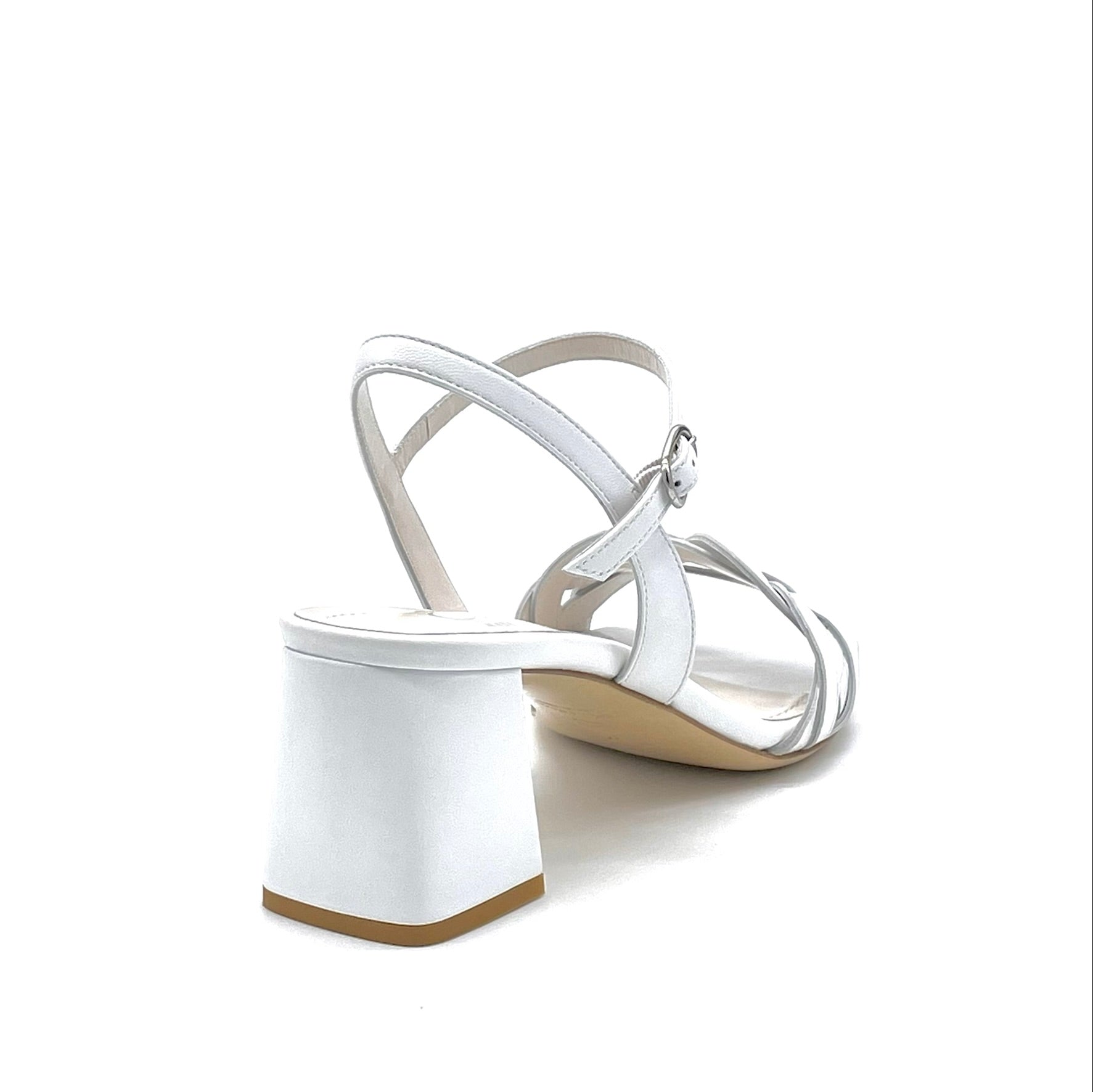 ELATA 12122 sandales cuir blanc tressé talon 5,5 cm