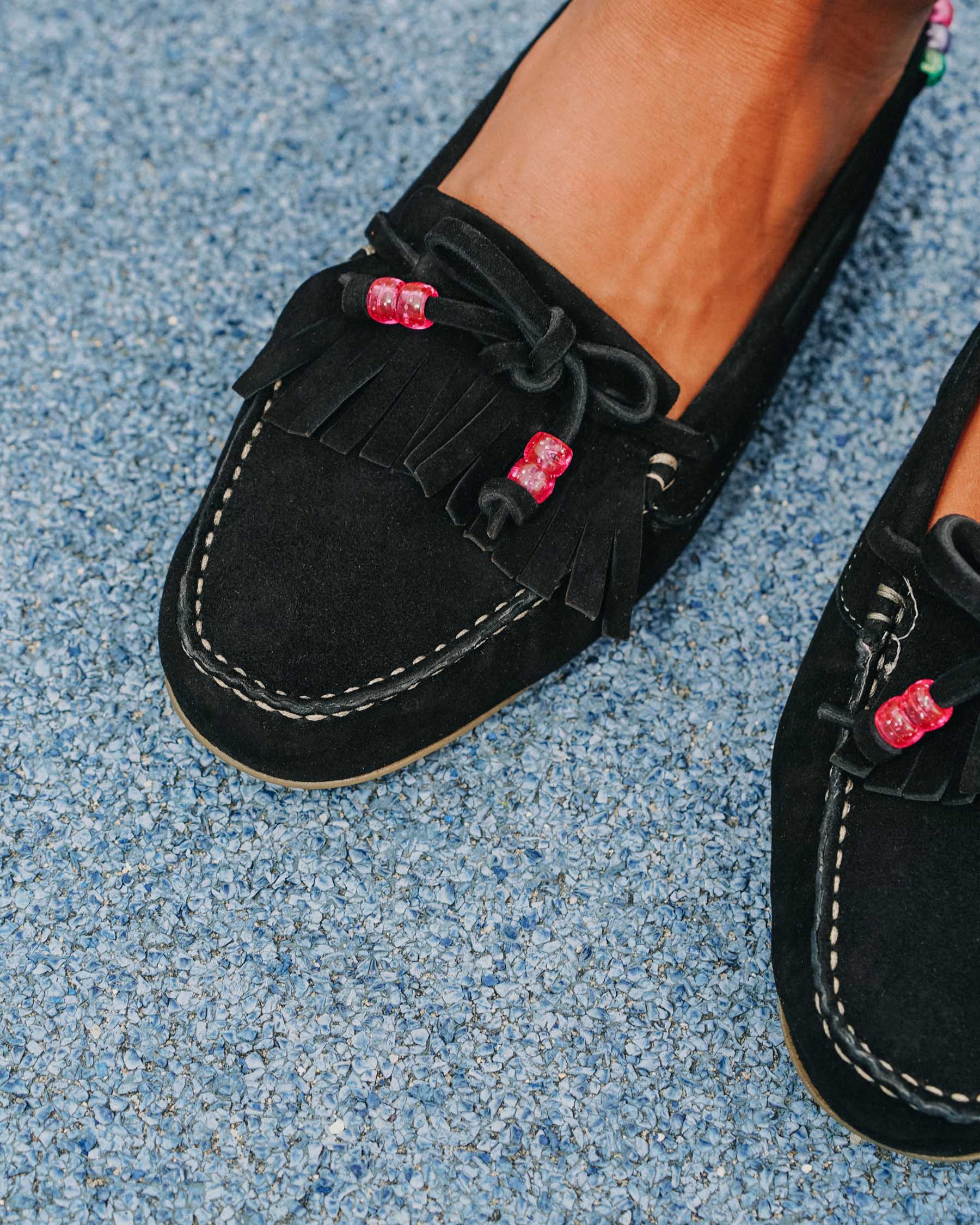 Coralie Masson Janyne mocassins cuir noir perles