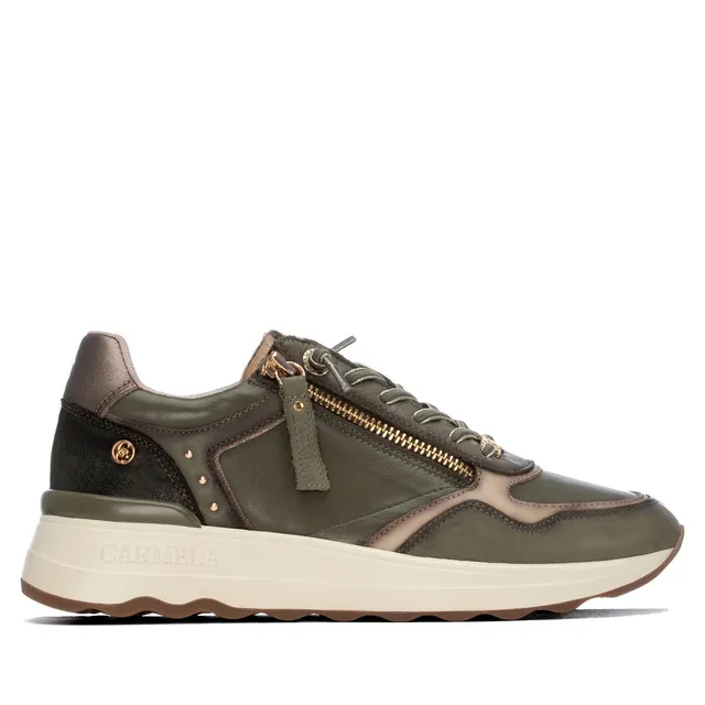 Carmela 164221 16422103 baskets femme kaki cuir zip