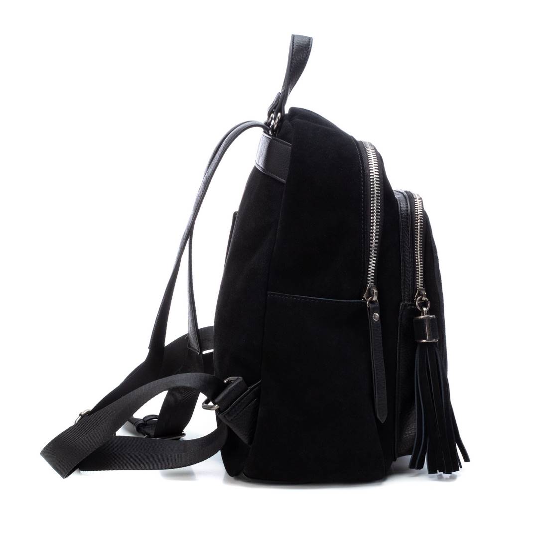 Carmela 18601001 sac à dos cuir noir franges