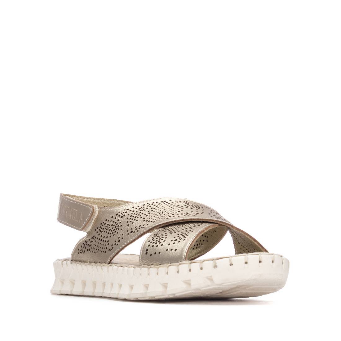 Carmela 16321604 sandale plate femme cuir doré