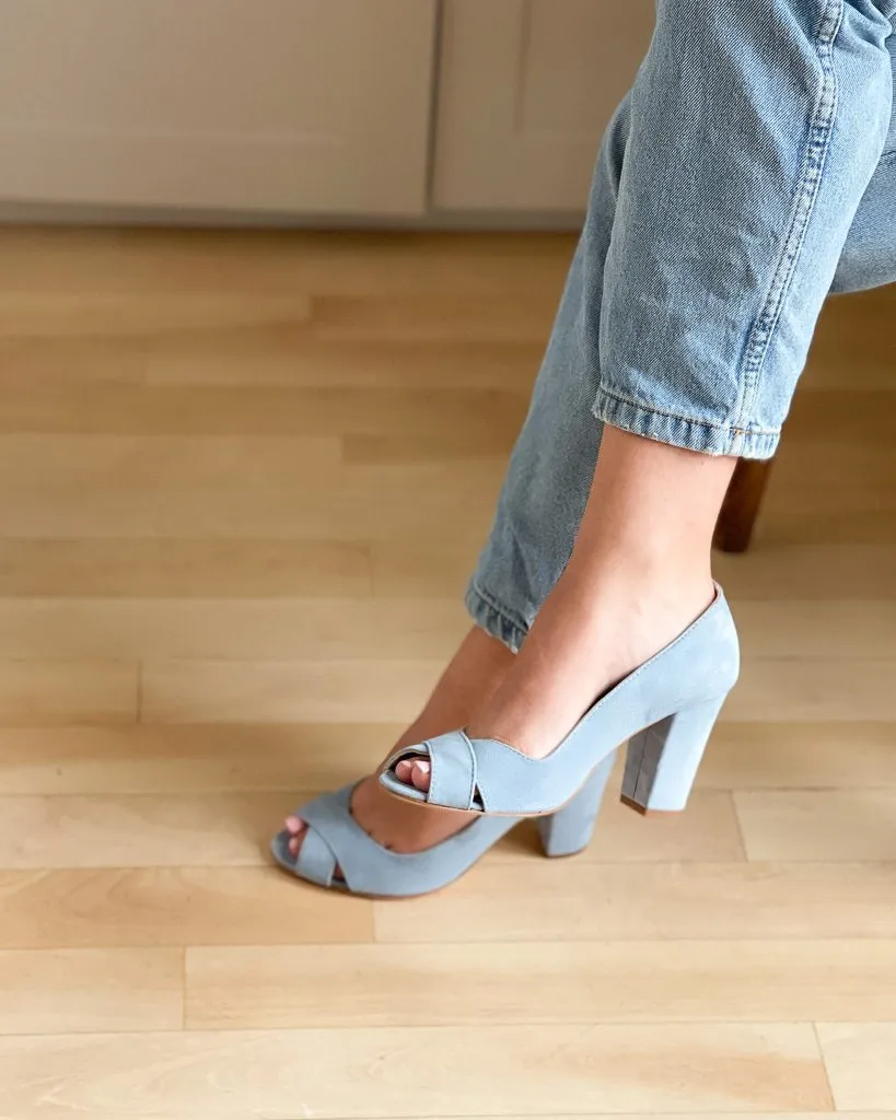 Dessine Moi Un Soulier Escarpin ouvert velours baby blue