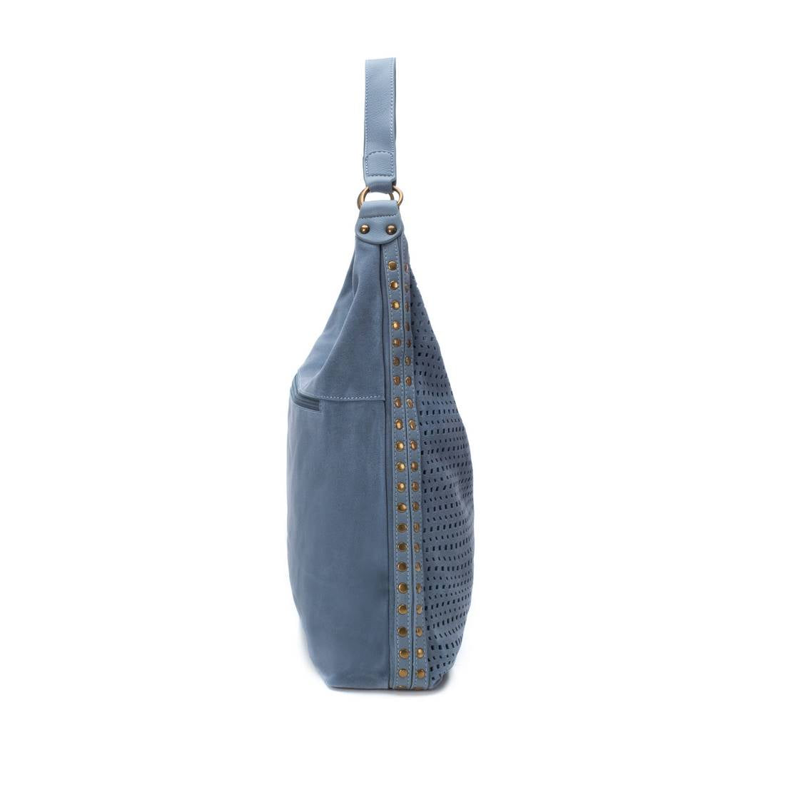 Carmela 18603903 sac cuir bleu épaule clouté