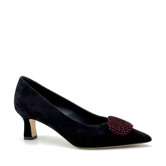 Elata 56508 escarpin daim noir bordeaux talon 5,5 cm