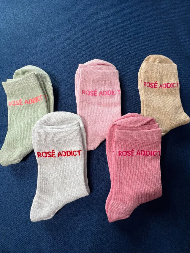 Coralie Masson Rosé Addict chaussettes paillettes coton lurex
