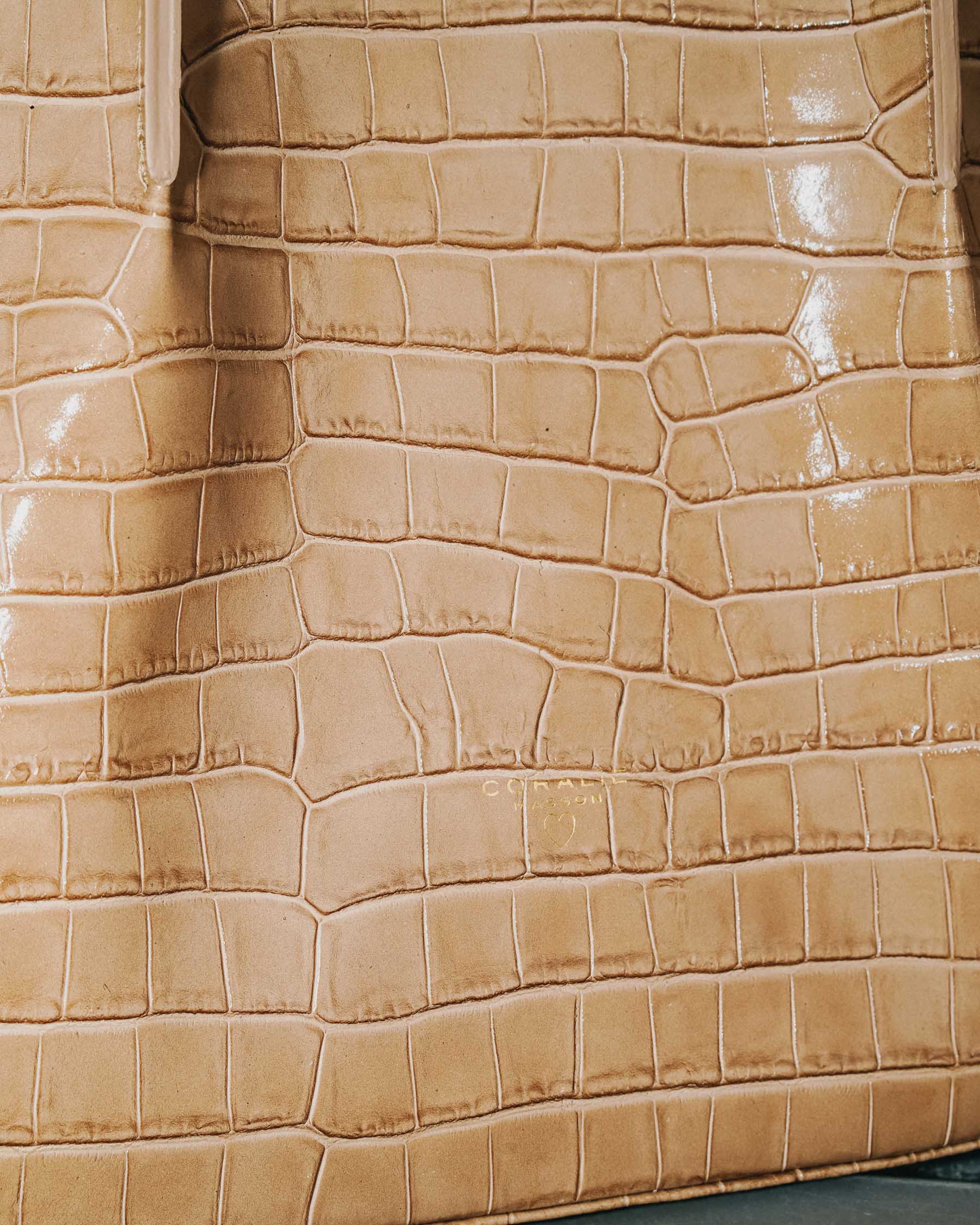 Coralie Masson Malcolm sac cabas cuir beige croco