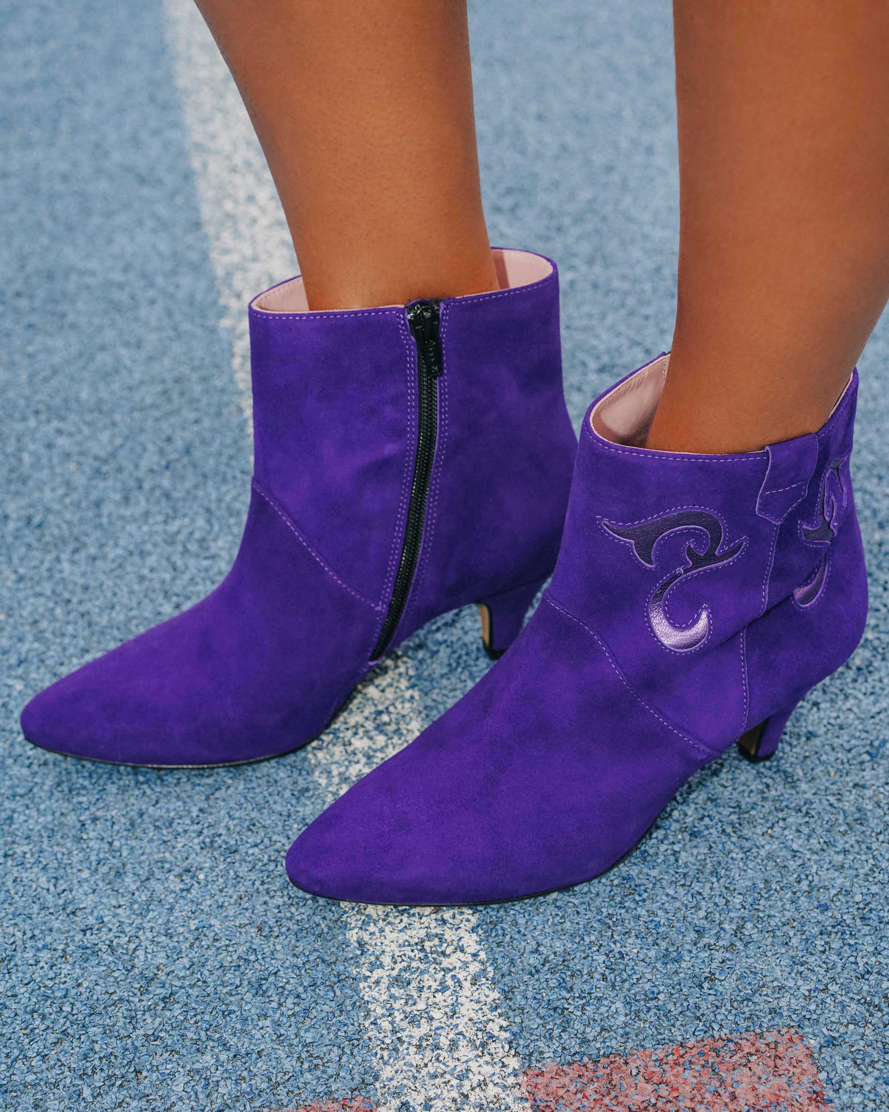 Coralie Masson Darla bottines cuir violet 5 cm
