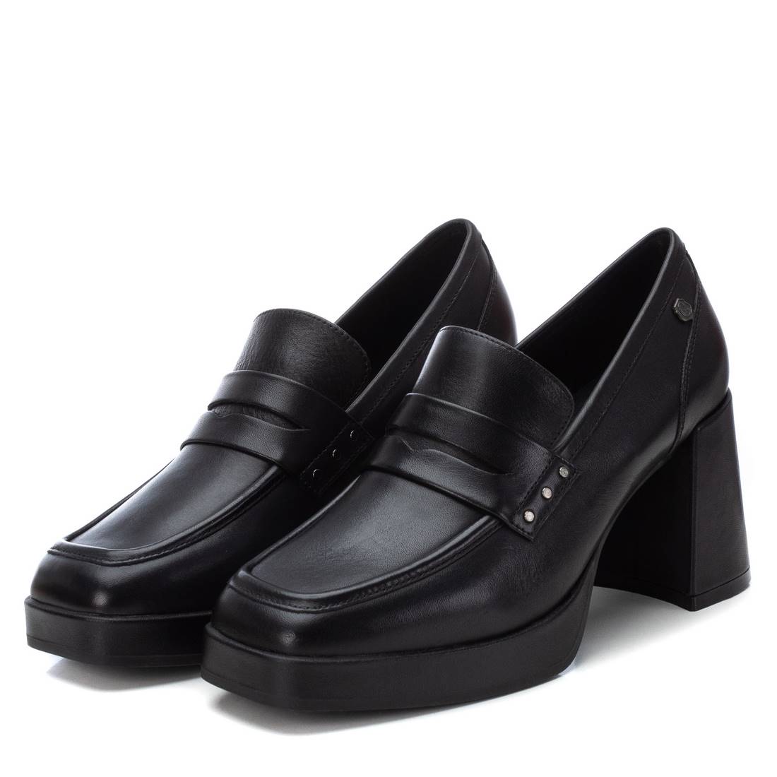 Carmela 16184701 mocassin noir cuir talon