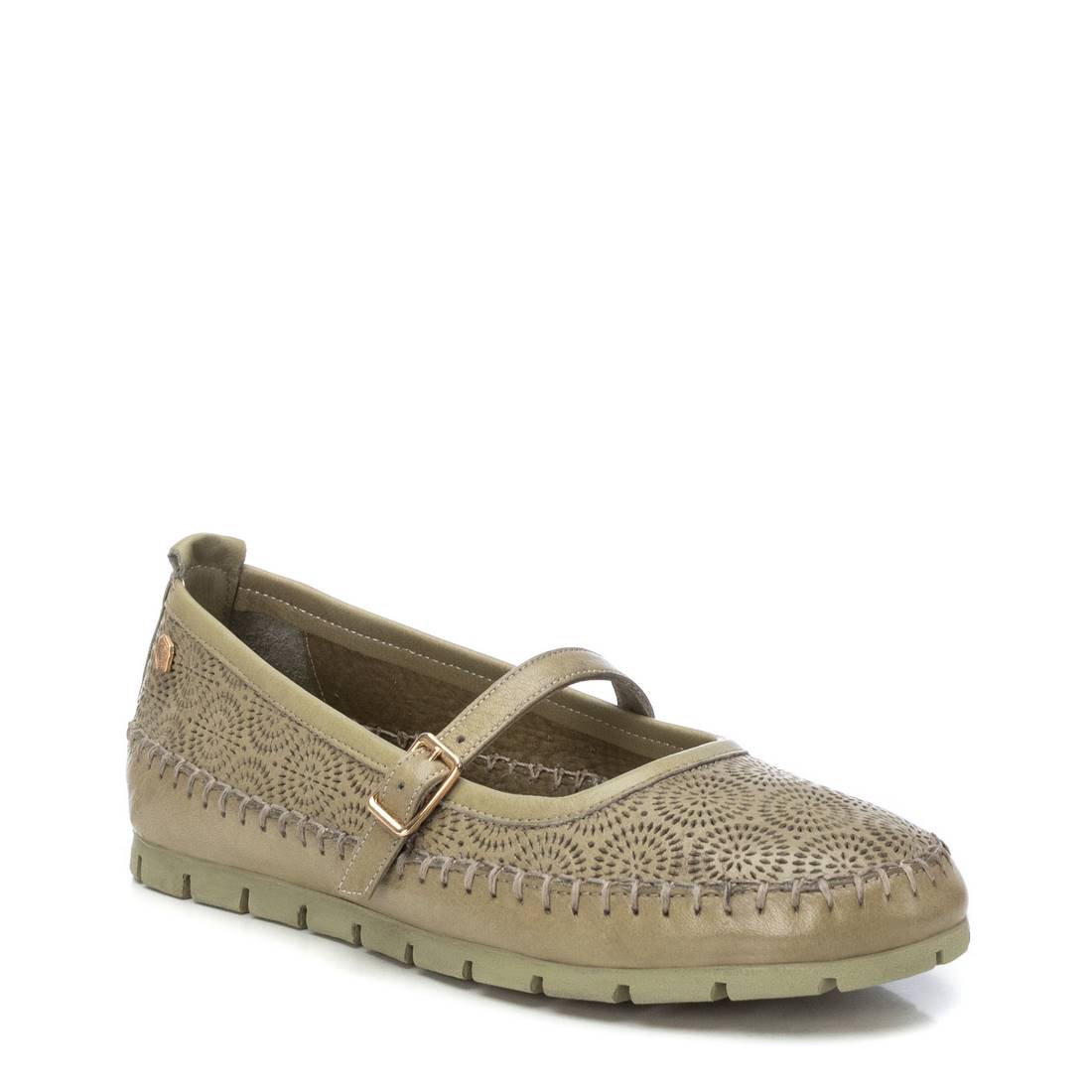 Carmela 16208003 ballerine cuir kaki boucle