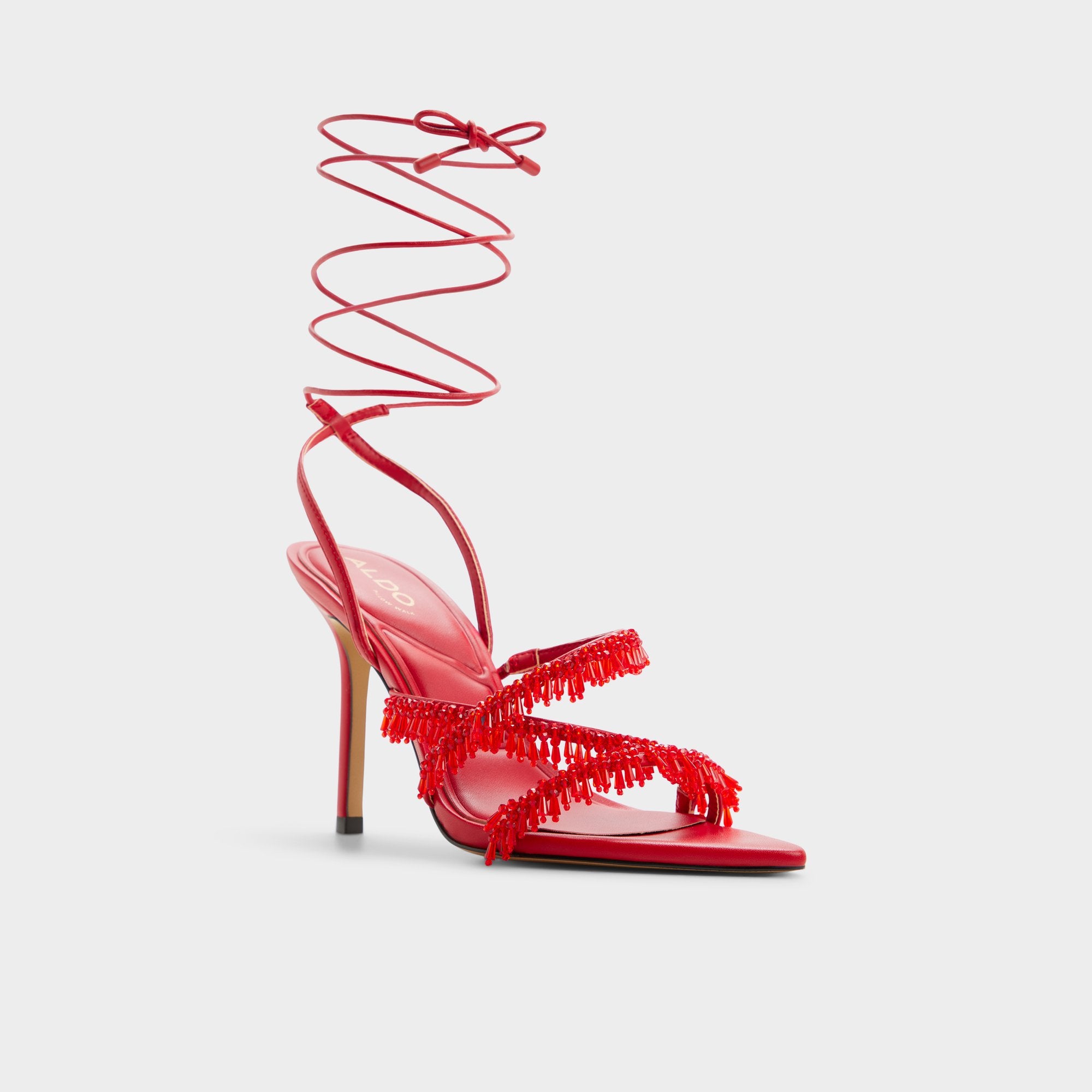 ALDO Flaming sandales à talon rouges cloutées