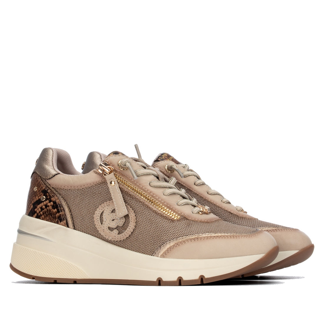 Carmela 16422801 baskets compensées beige zip