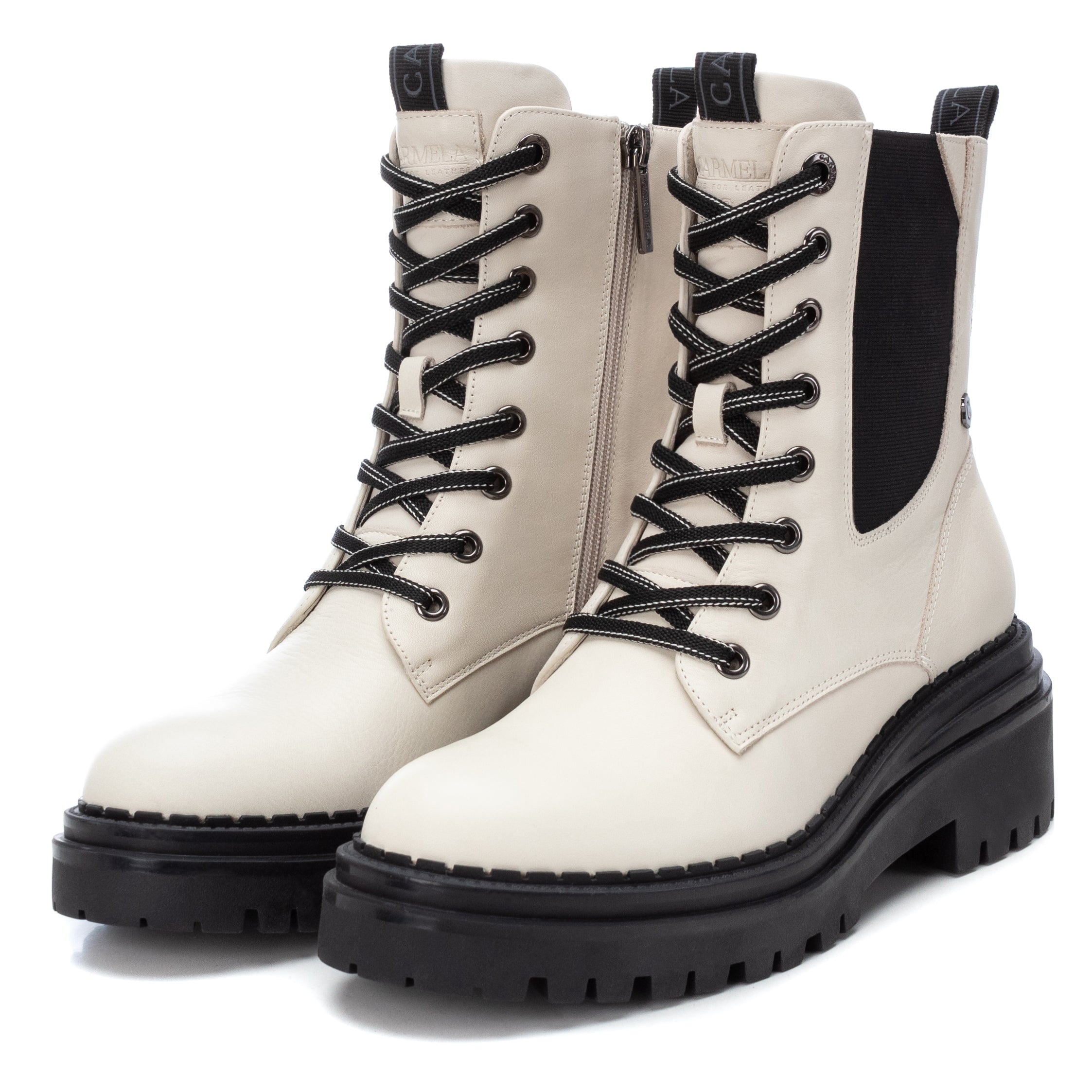 Carmela 16024302 bottine cuir blanc zip plat