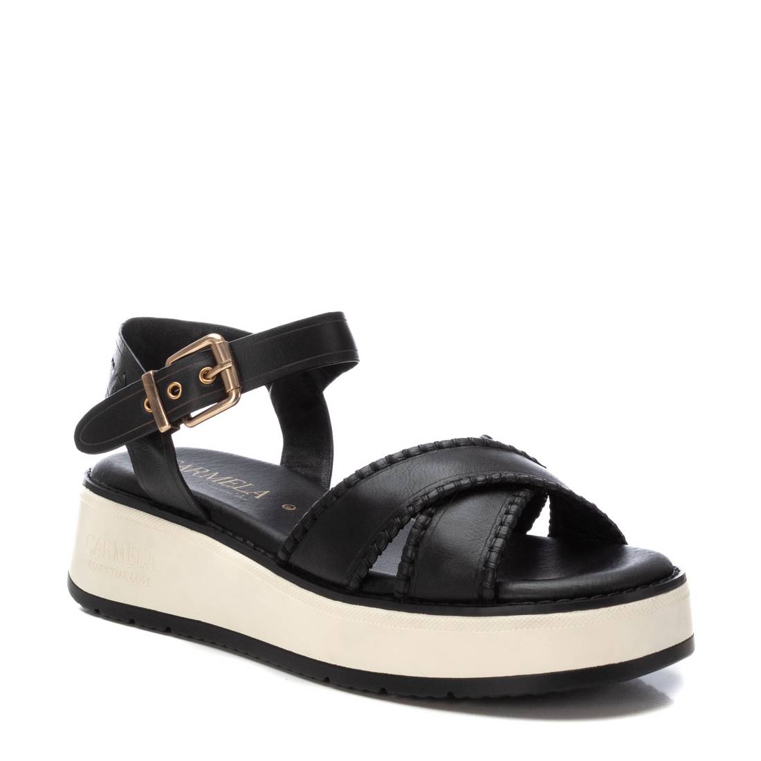 Carmela 16224504 sandale noir cuir compensée 5 cm