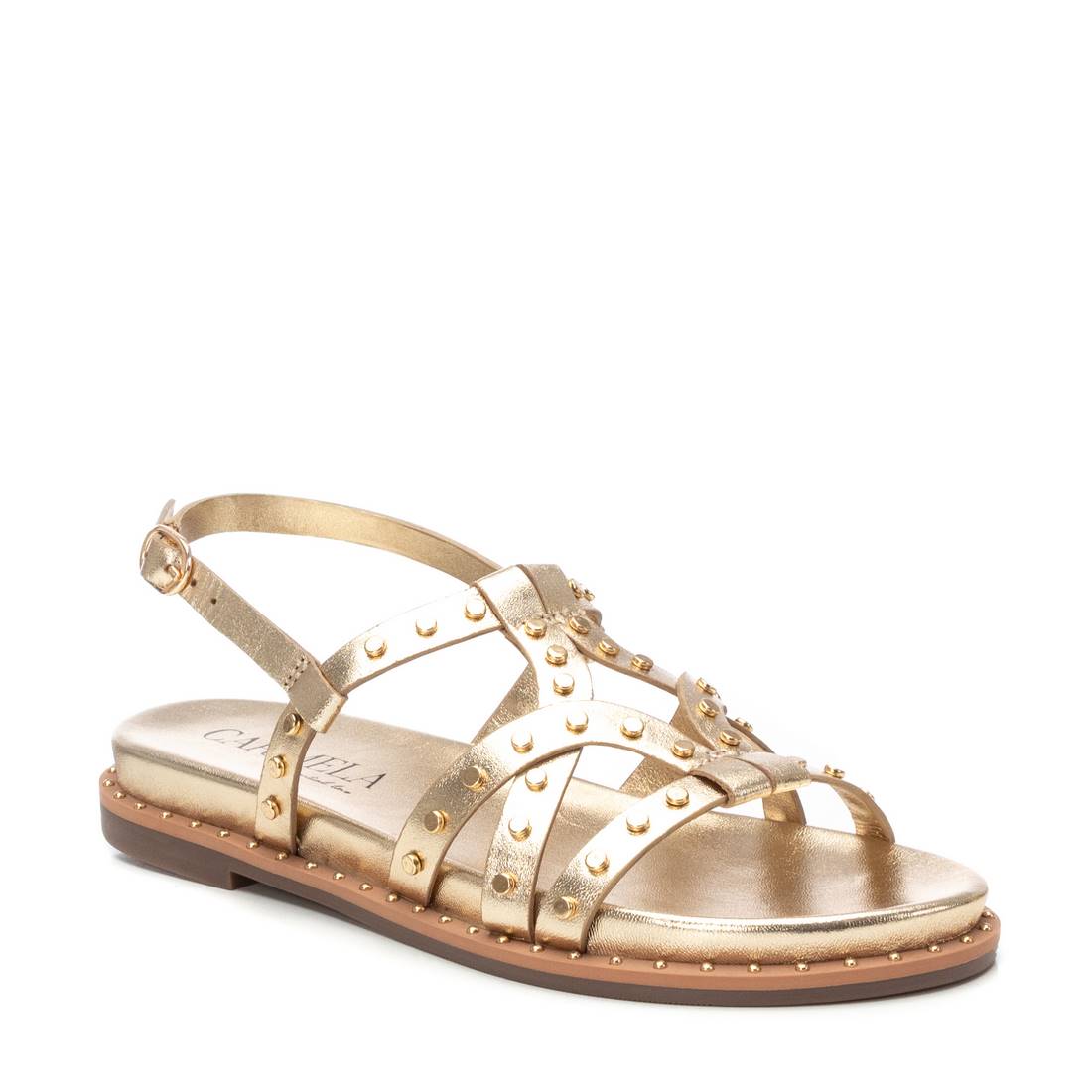 Carmela 16239202 sandales doré cuir cloutées plates
