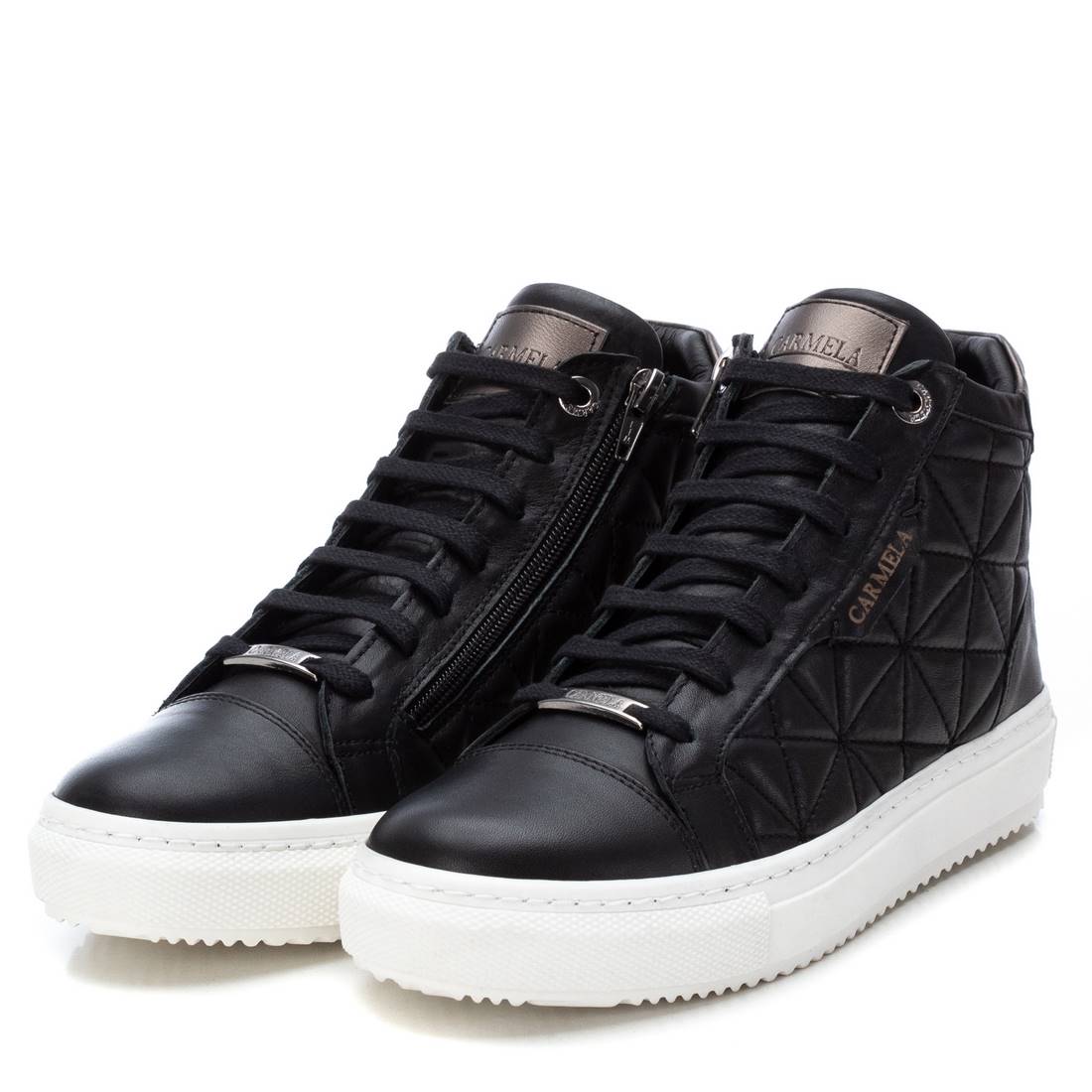 Carmela 16027401 baskets cuir noir zip 4 cm