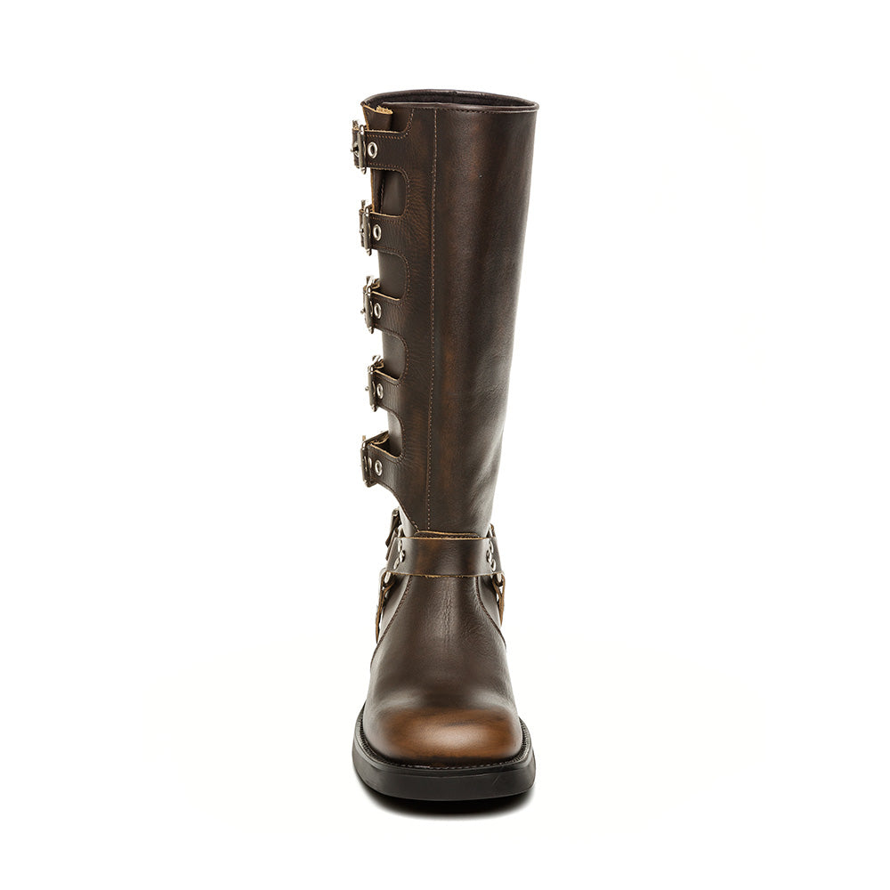 Steve Madden Battle bottes cuir marron talon 4 cm