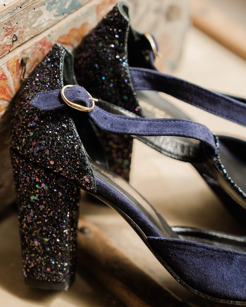 Dessine Moi Un Soulier salomé velours marine glitter starlight