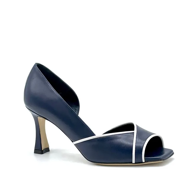 ELATA 14111-1 sandales cuir bleu blanc talon 7,5 cm