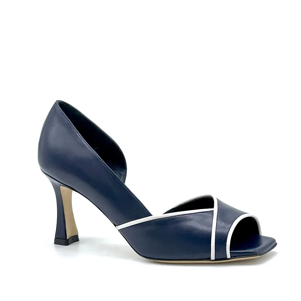 ELATA 14111-1 sandales cuir bleu blanc talon 7,5 cm