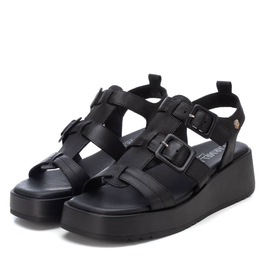 Carmela 16083304 sandales femme noir cuir plateforme