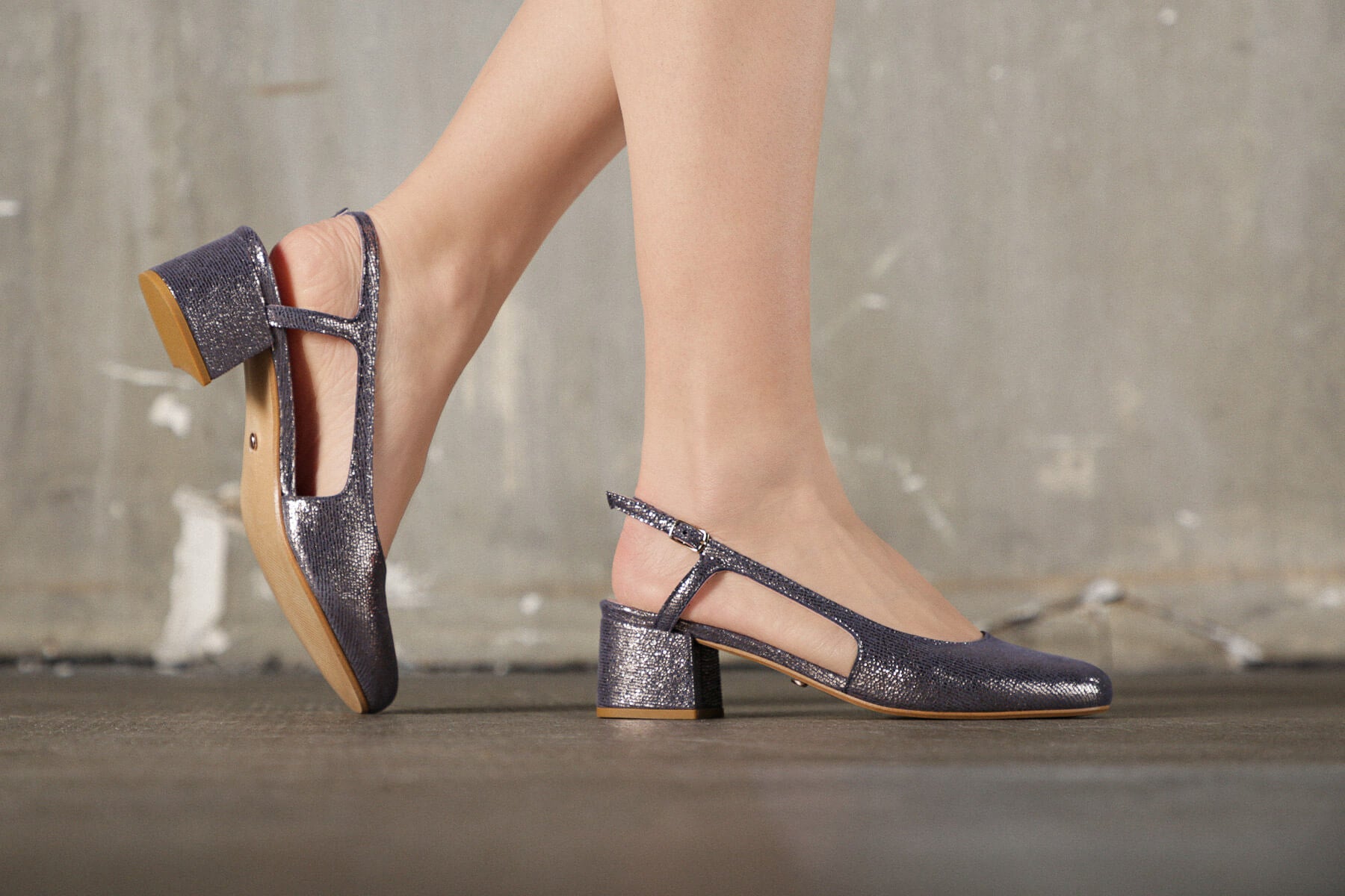 Coralie Masson Lulu slingback jean brillant talon 5 cm