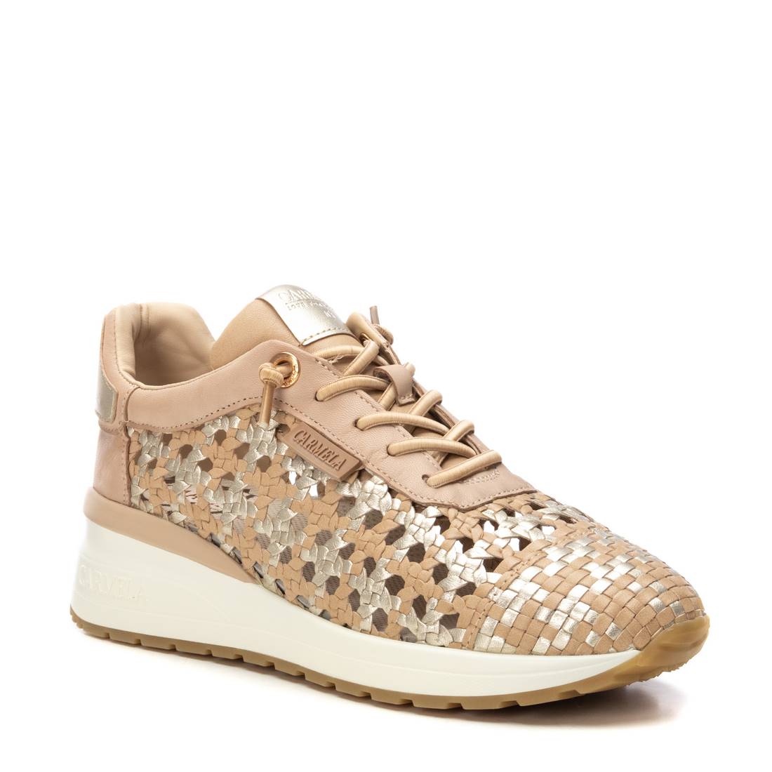Carmela 16228702 baskets femme beige cuir tressé