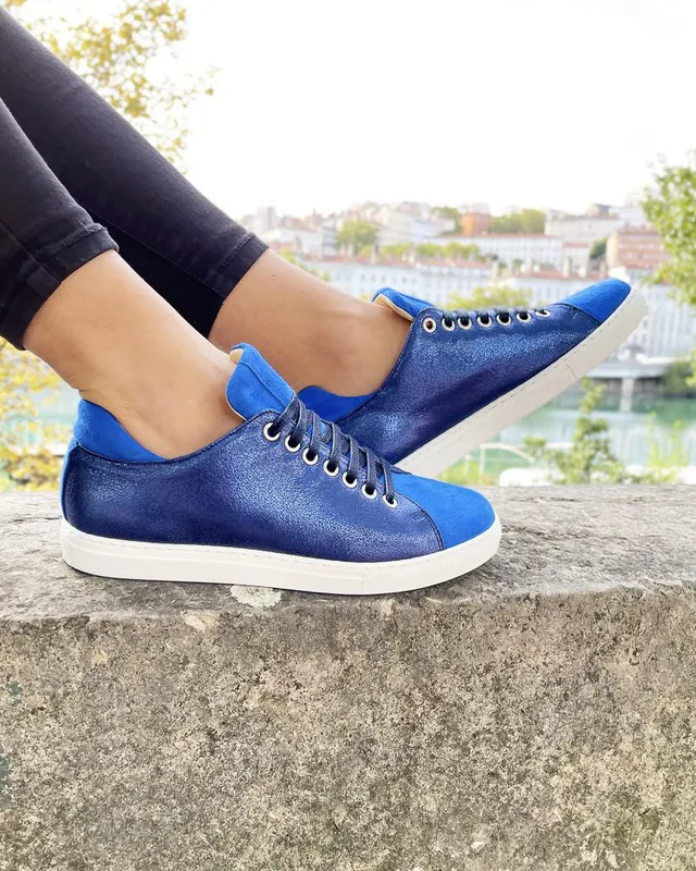 Dessine Moi Un Soulier basket cuir bleu électrique 40