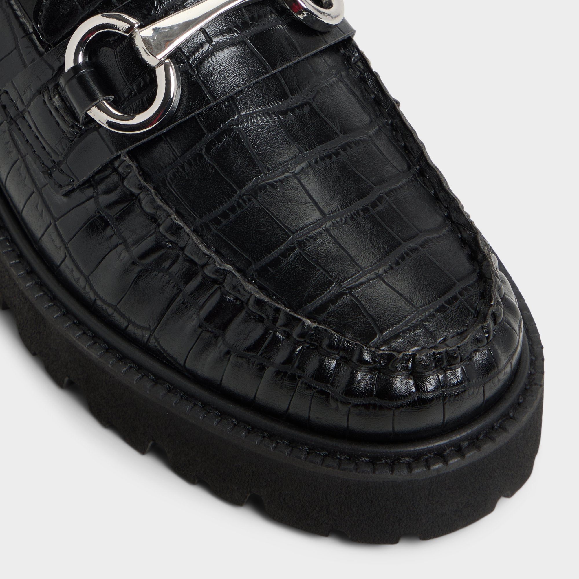 ALDO Danrose mocassins cuir croco noir