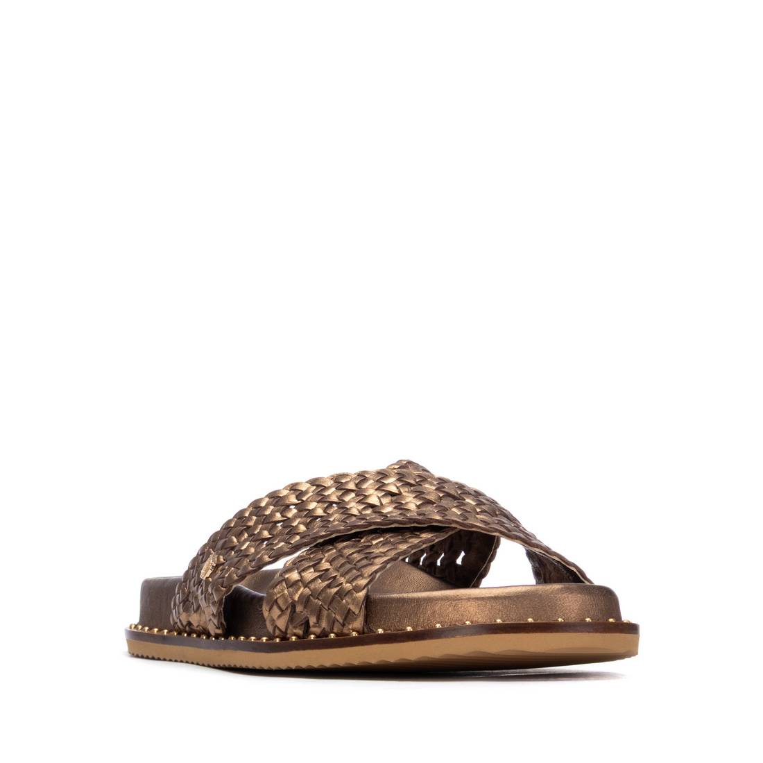 Carmela 16305304 sandales plates cuir doré tressé
