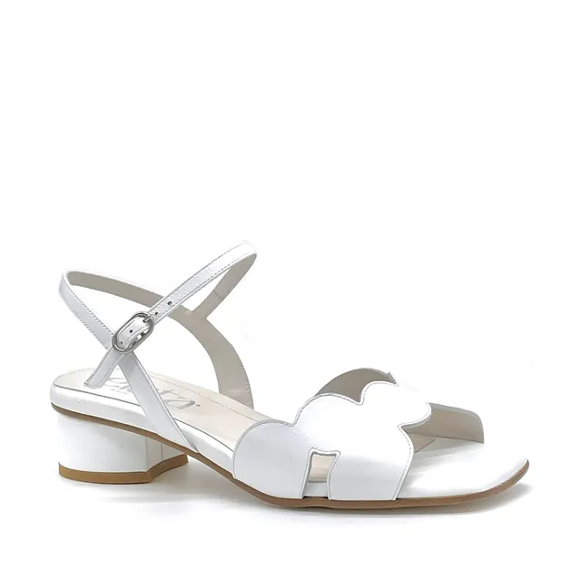 Elata 14190 sandales cuir blanc semelle plume talon 3,5 cm