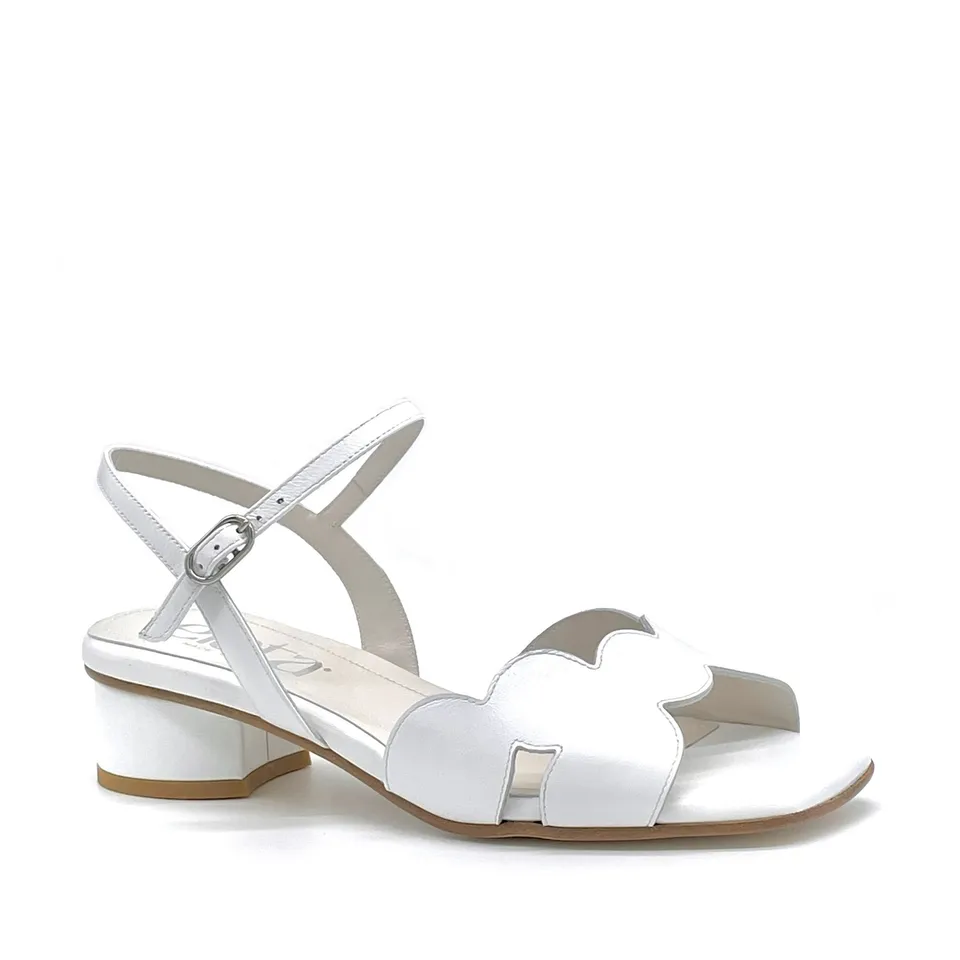 Elata 14190 sandales cuir blanc semelle plume talon 3,5 cm