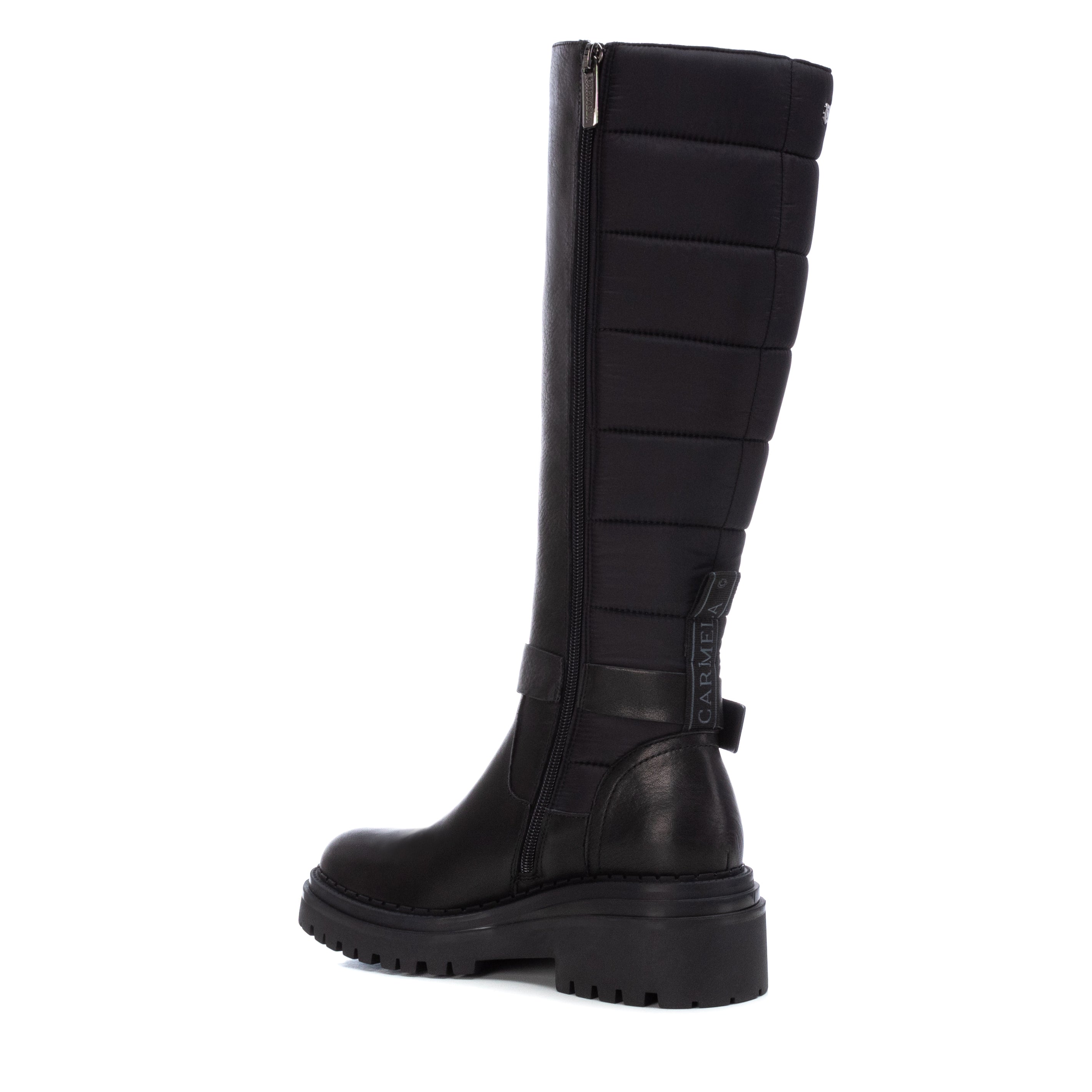 Carmela 16036001 botte cuir noir motarde zip