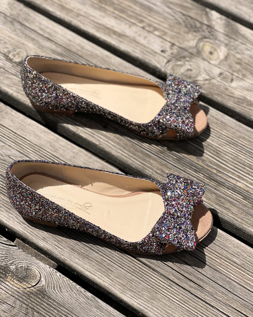 Dessine Moi Un Soulier ballerine ouverte glitter multicolore cuir