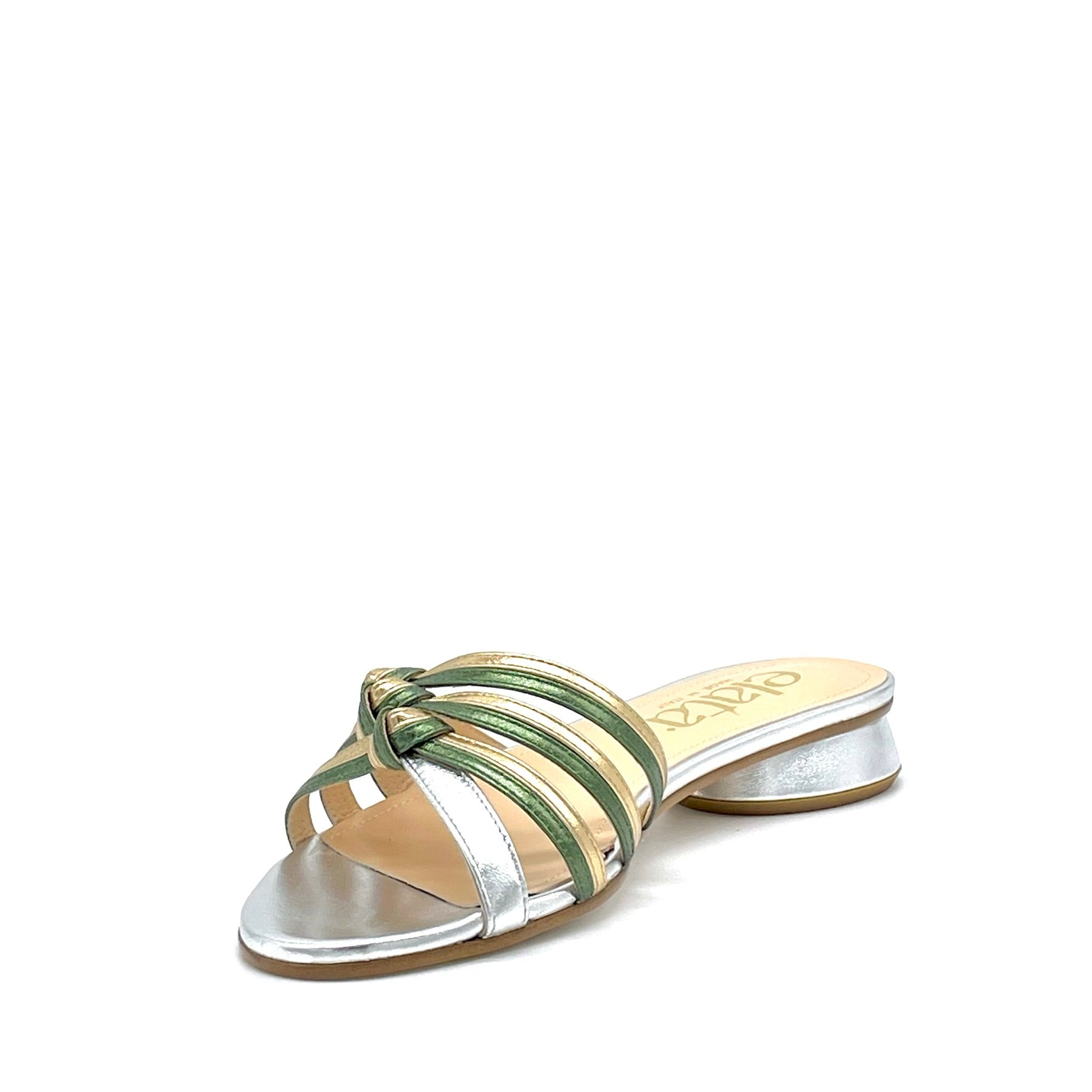 Elata 15184-2 mules cuir laminé tricolore talon 1 cm