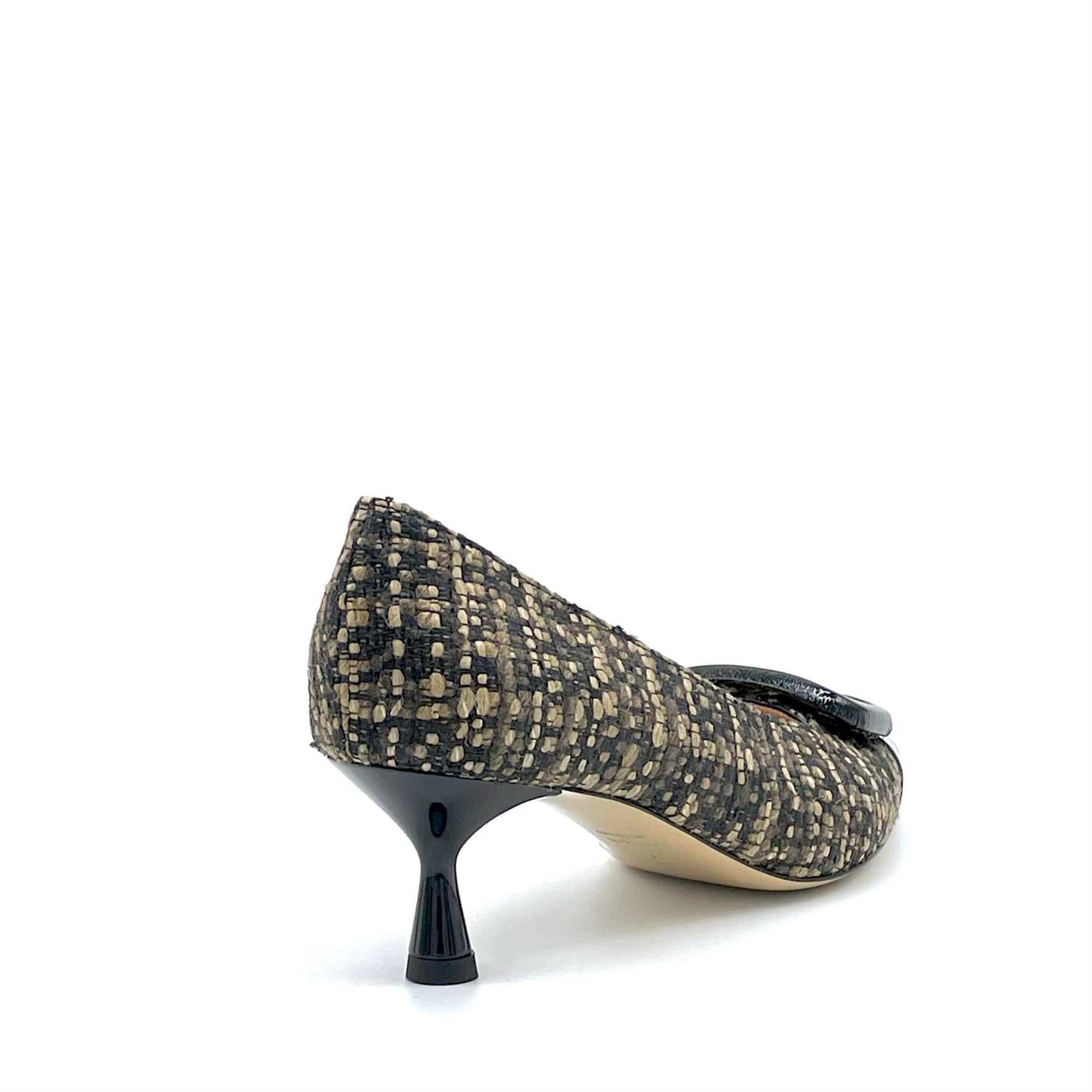 ELATA 54516 escarpins tweed beige vernis talon 5,5 cm