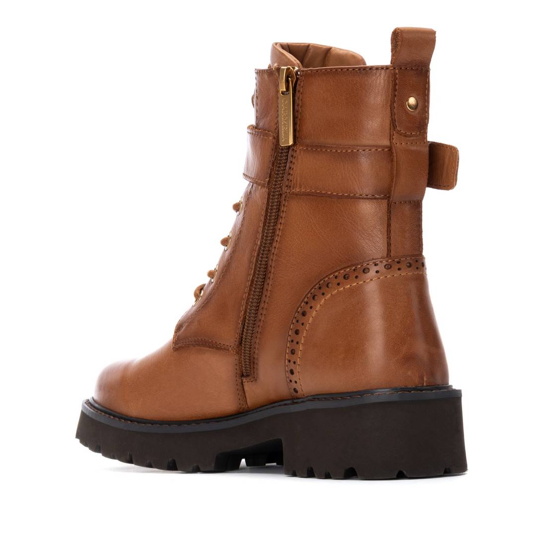 Carmela 16259802 bottine femme camel cuir talon bas