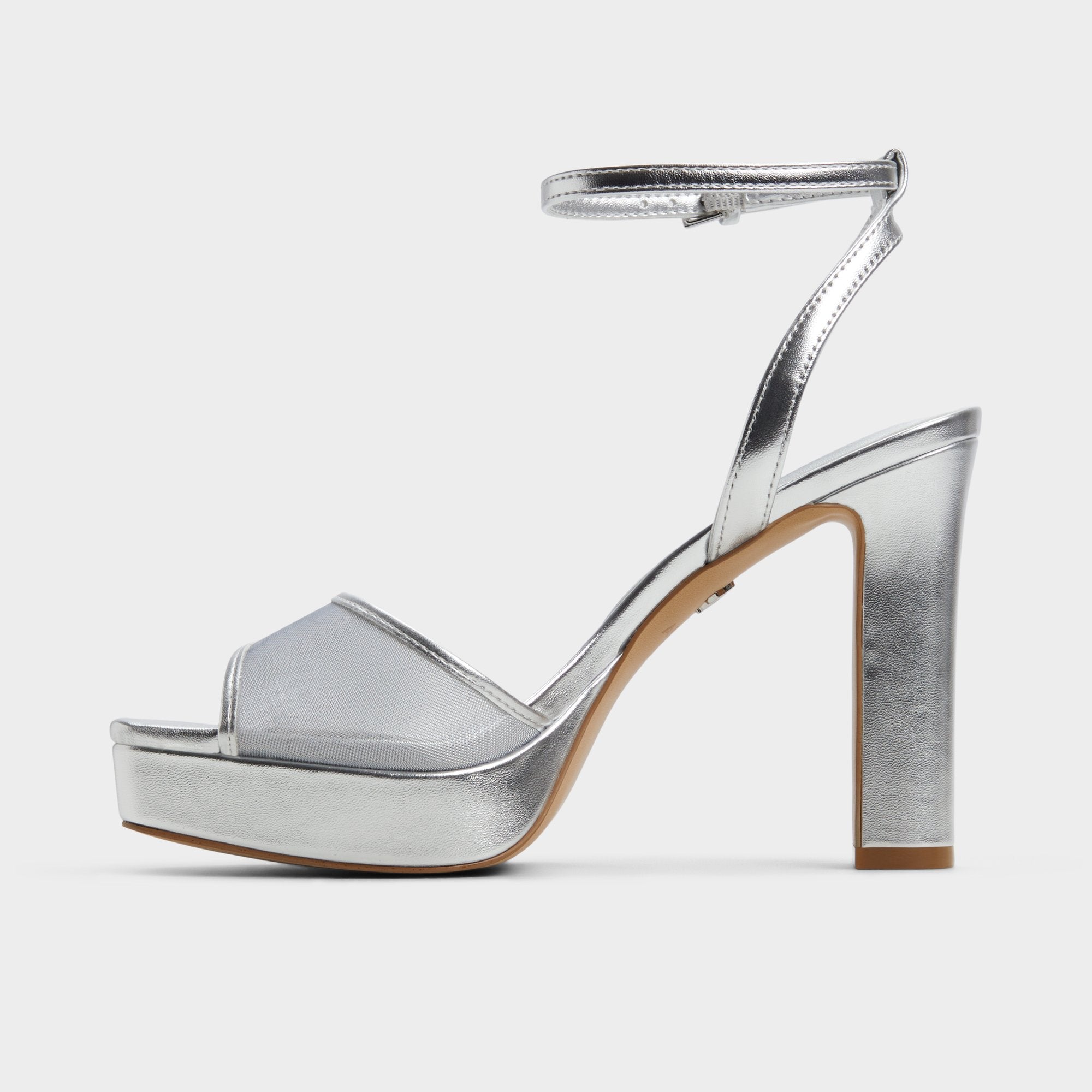 ALDO Chicglimmer sandales talon bloc argenté mesh