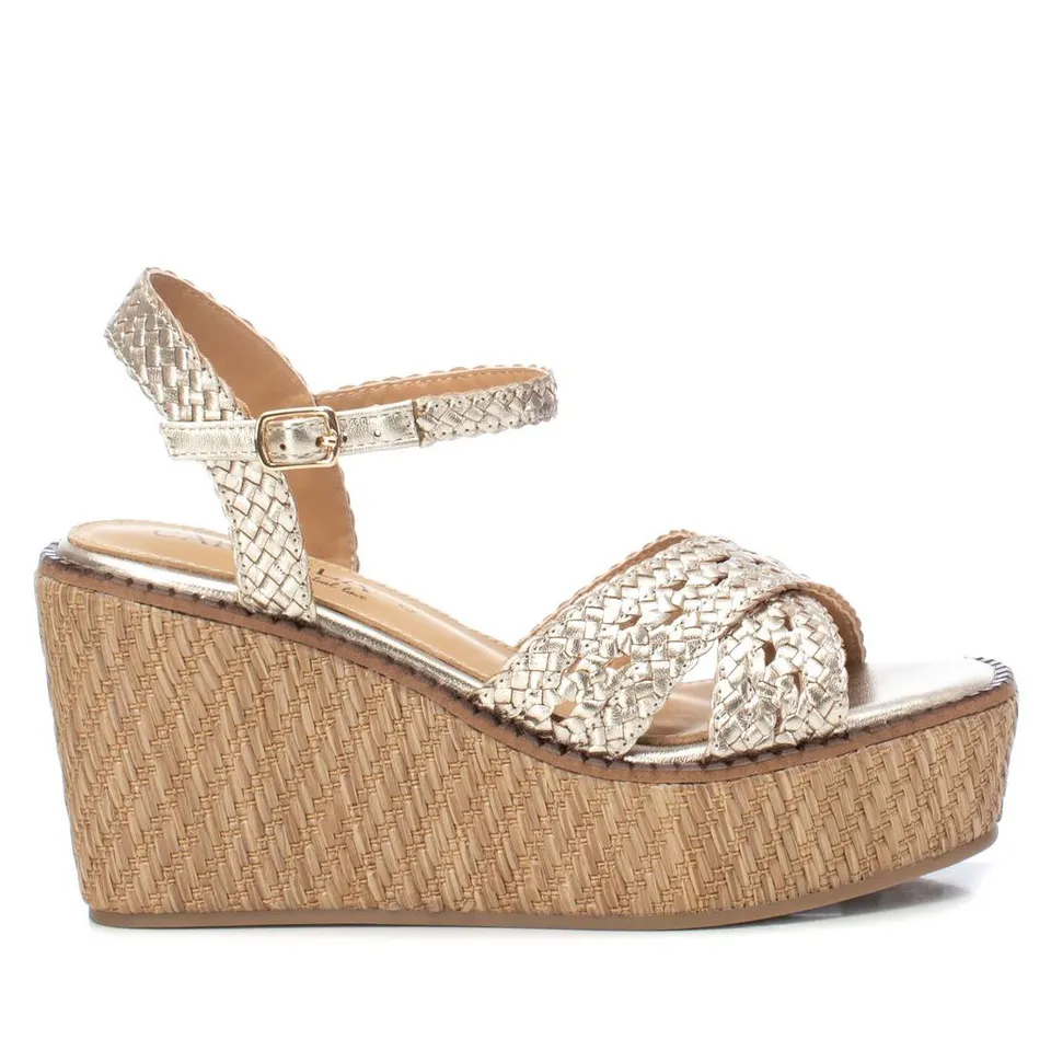 Carmela 16148401 sandales cuir doré compensées 9 cm
