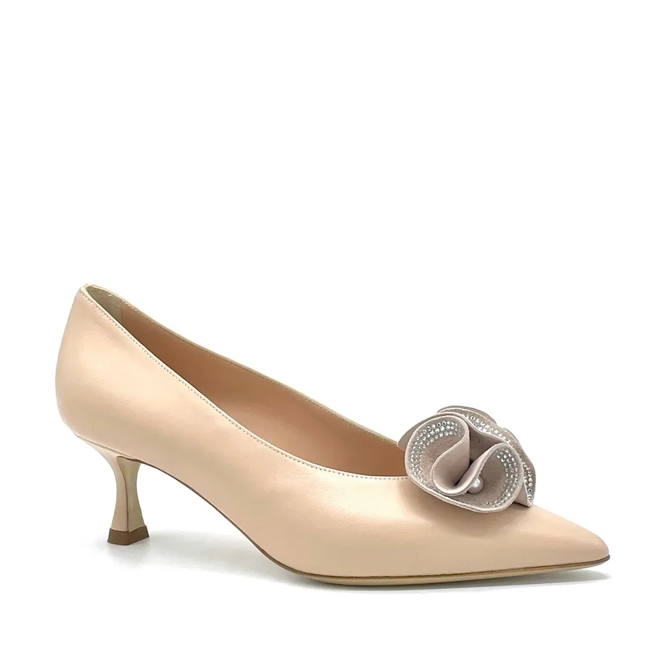 Elata 54513 escarpins nude fleur strass 5,5 cm