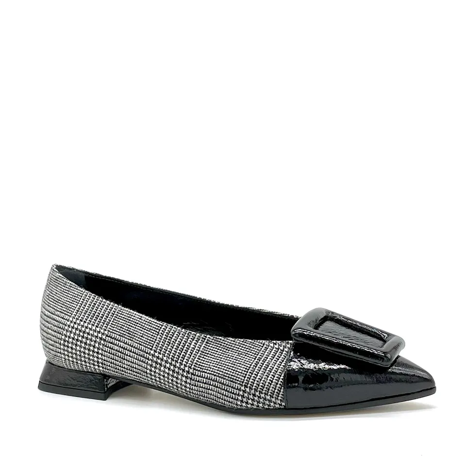 ELATA 55513 ballerines prince de Galles cuir verni noir 1 cm