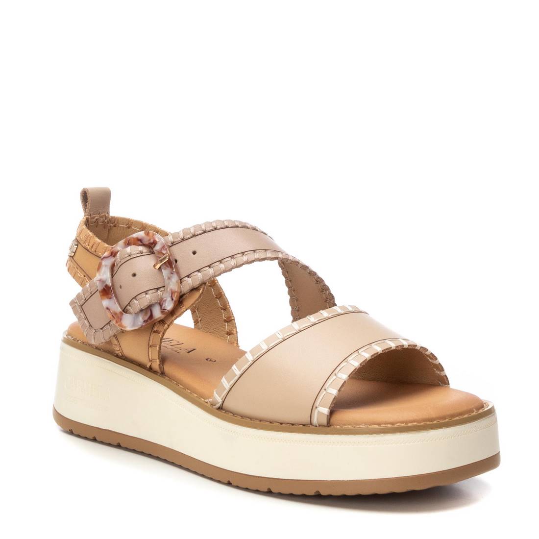 Carmela 16224702 sandale compensee beige cuir 5 cm