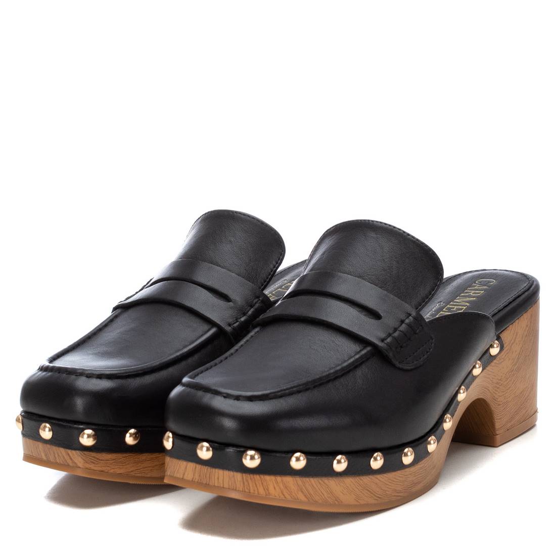 Carmela 16147701 sabots cuir noir talon 7 cm