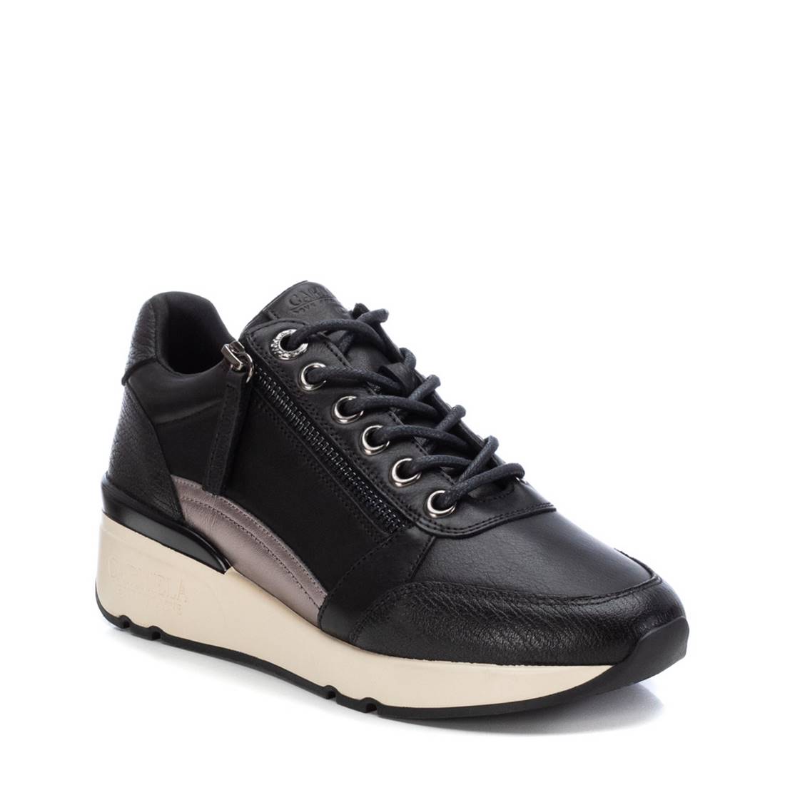 Carmela 16085003 sneakers cuir noir à zip
